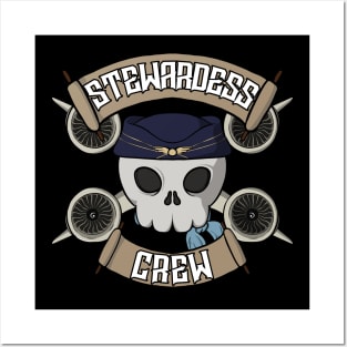 Stewardess crew Jolly Roger pirate flag Posters and Art